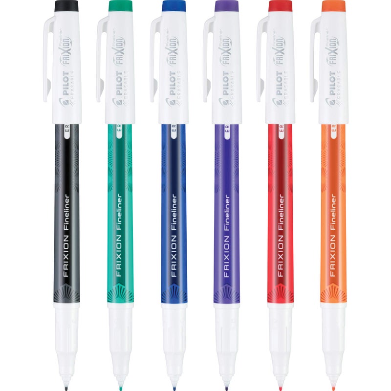 Pilot FriXion Fineliner Erasable Marker Pens, Fine Point 0.7 mm, Pack of 6, Assorted Colors, Erasable Pens - Ideal for School, Journaling, & Office Writing - Image 2